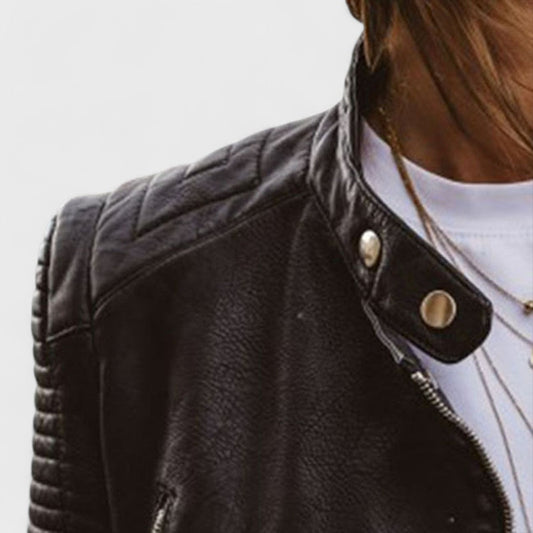 Valeria - Chaqueta de mujer de cuero sintético con cremallera