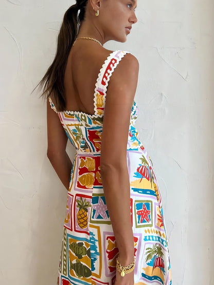 Gabriela - Vestido largo estampado de tirantes