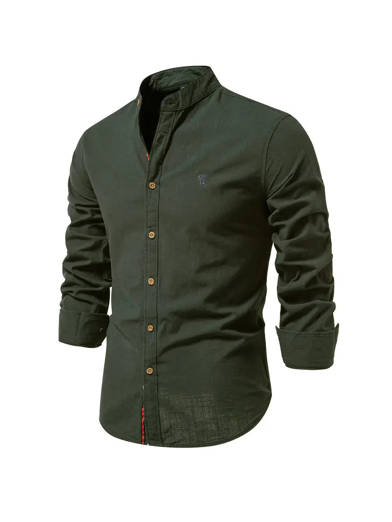 Iván - Camisa de hombre de manga larga con cuello