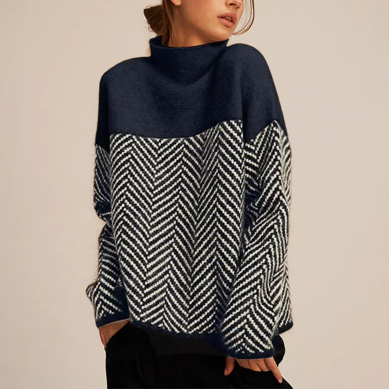 Olivia - Suéter de mujer con diseño geométrico y cuello alto