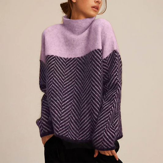 Olivia - Suéter de mujer con diseño geométrico y cuello alto