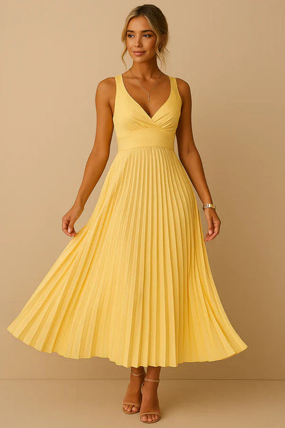 Clara - Vestido midi plisado con tirantes mujer