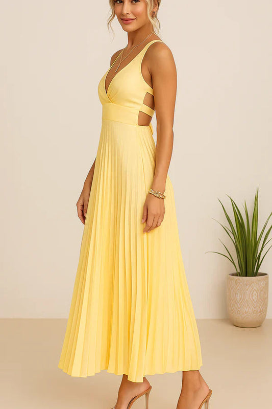 Clara - Vestido midi plisado con tirantes mujer