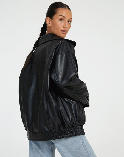 Camila - Chaqueta mujer oversize de cuero sintético
