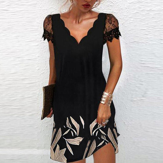 Carolina - vestido corto mujer con encaje y estampado floral