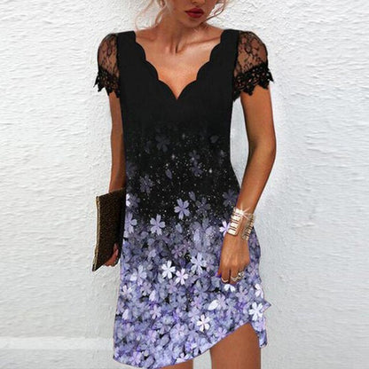 Carolina - vestido corto mujer con encaje y estampado floral
