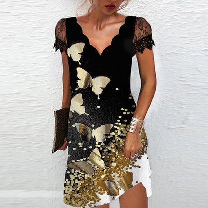 Carolina - vestido corto mujer con encaje y estampado floral