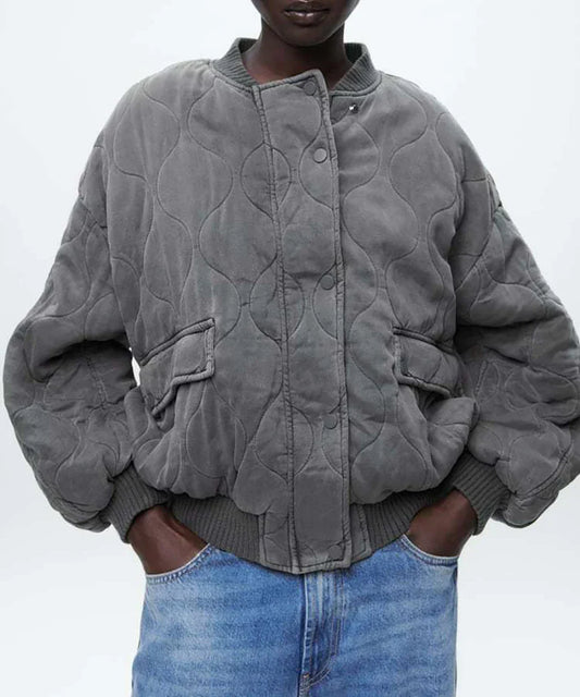 Pluen | Locker sitzende Grise Bomberjacke