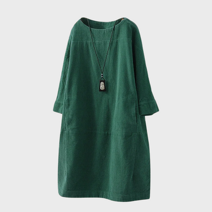 Valentina - Vestido de pana suelto manga larga mujer