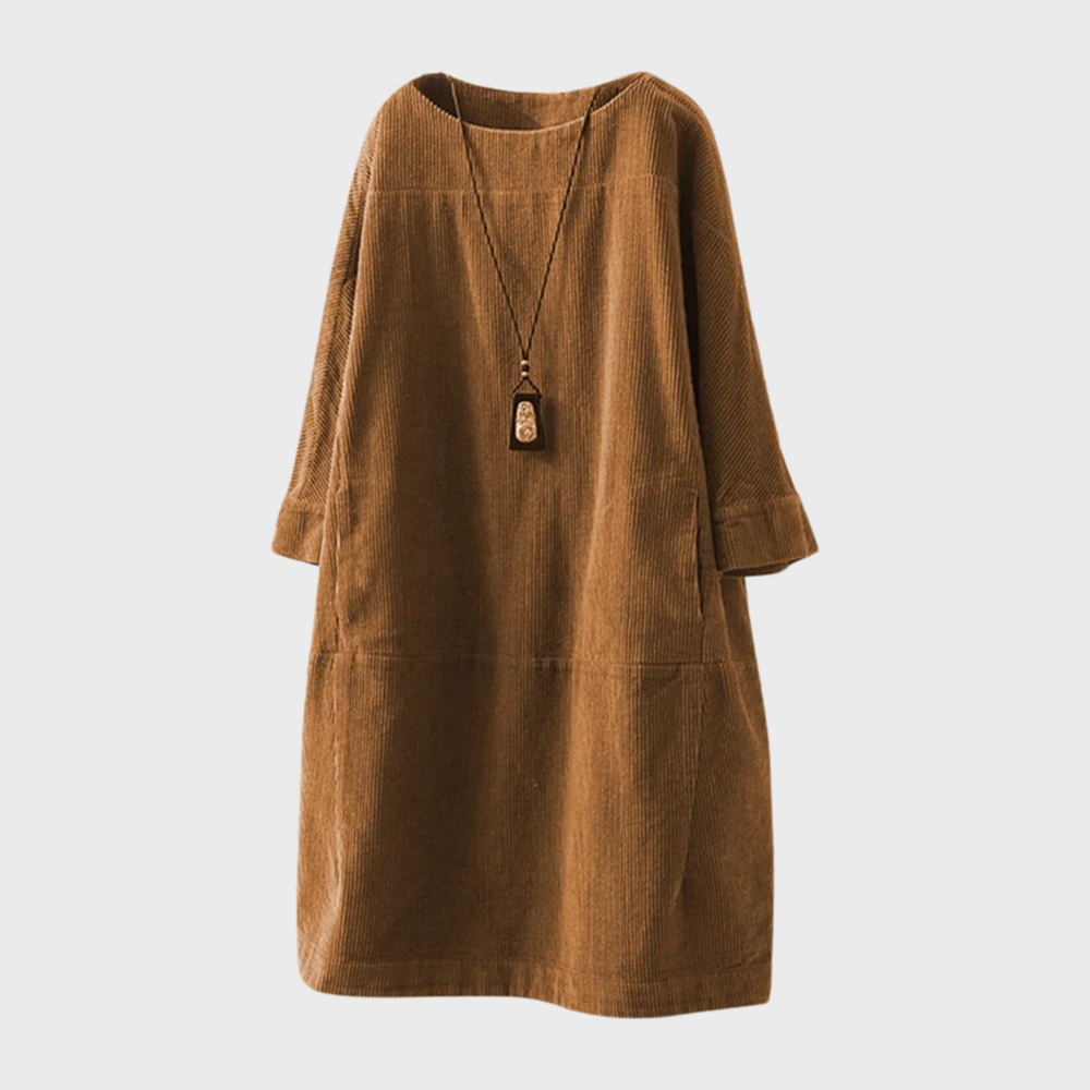 Valentina - Vestido de pana suelto manga larga mujer