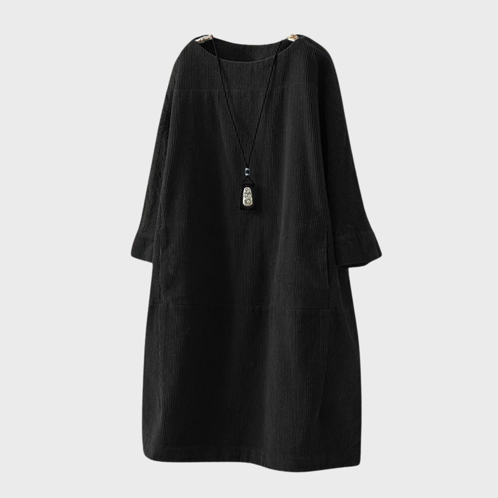 Valentina - Vestido de pana suelto manga larga mujer