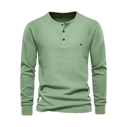 Santiago - Camiseta Henley manga larga con botones hombre
