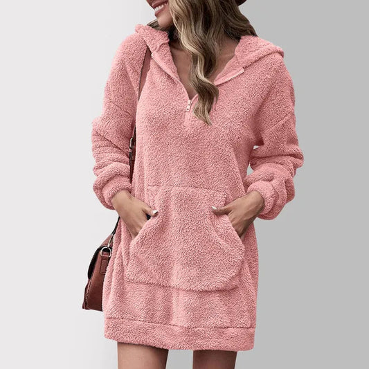 Amelia – Sudadera Vestido de Forro Polar con Capucha