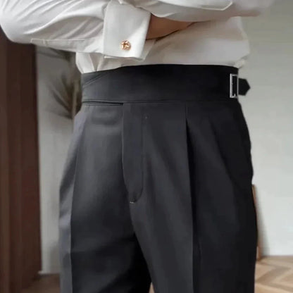 Agusstìn | Pantalones de algodón y fibra de acetato para hombre con hebilla clásica