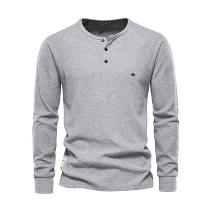 Santiago - Camiseta Henley manga larga con botones hombre