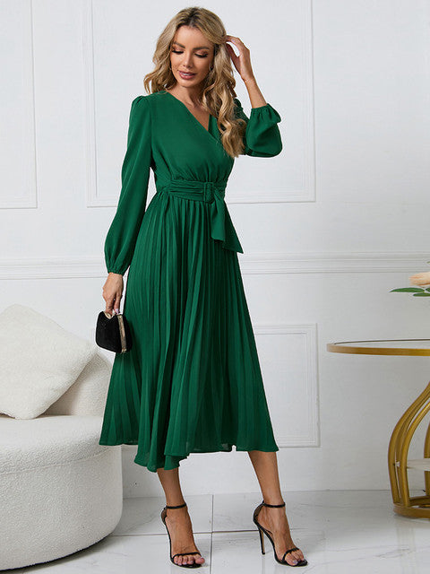 Nicole | Vestido plisado con cinturón