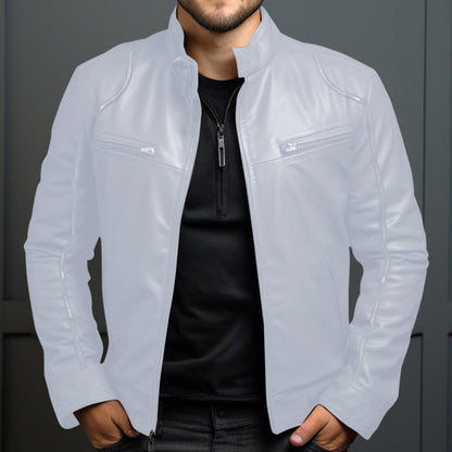 Iván - Chaqueta de piel con cremallera para hombre