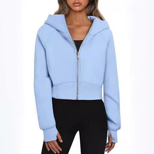 Lucía – Sudadera corta con capucha y cremallera