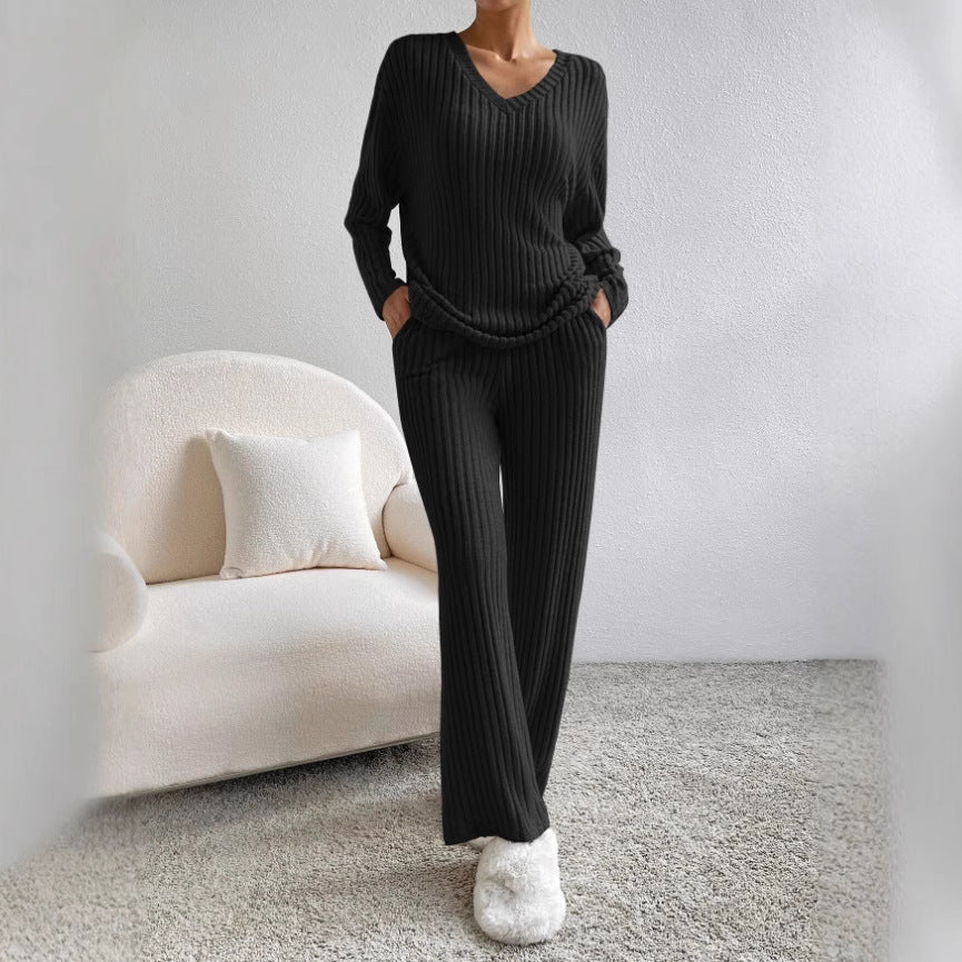 Valeria – Conjunto de punto acanalado para mujer