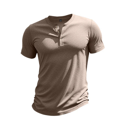 Marco - Camiseta de manga corta para hombre con cuello henley