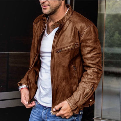 Alejandro – Chaqueta de cuero estilo motorista para hombre
