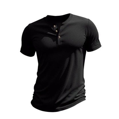 Marco - Camiseta de manga corta para hombre con cuello henley