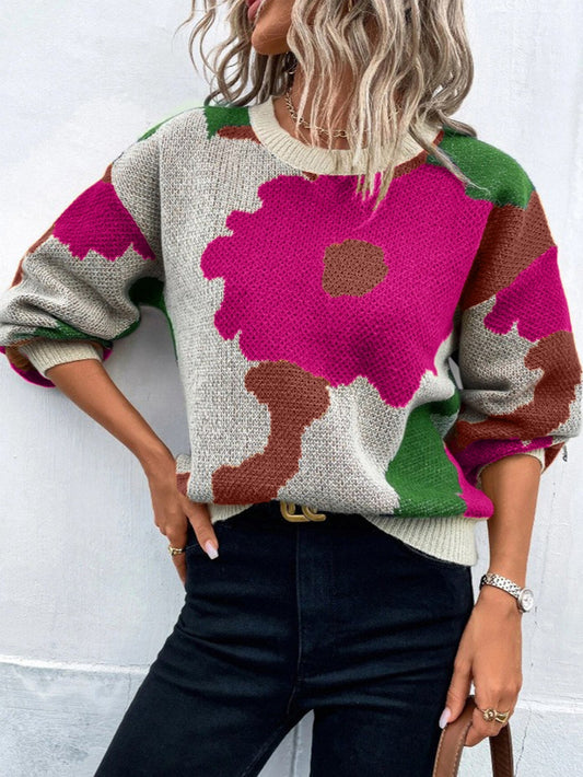 Zyra – Jersey de punto con estampado floral abstracto