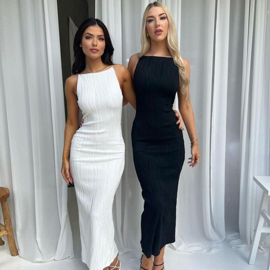 Sofía – Vestido largo ajustado de tirantes finos