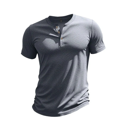 Marco - Camiseta de manga corta para hombre con cuello henley
