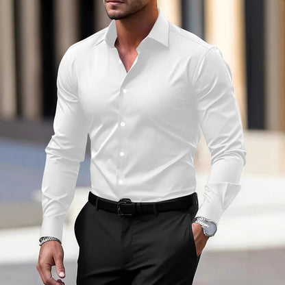 Ralph - Camisa de vestir entallada burdeos para hombre