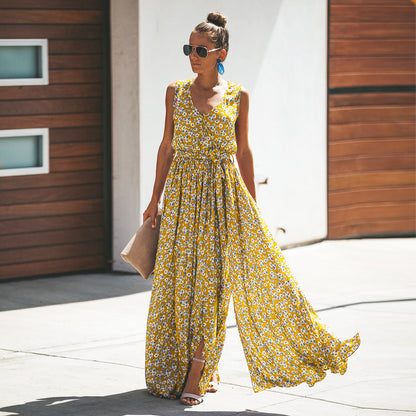 Heleria - Maxivestido floral sin mangas