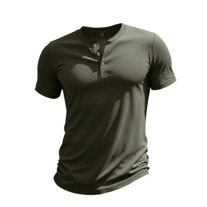 Marco - Camiseta de manga corta para hombre con cuello henley