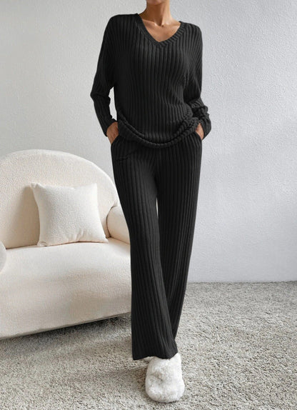 Valeria – Conjunto de punto acanalado para mujer