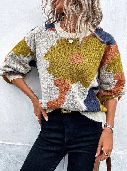 Zyra – Jersey de punto con estampado floral abstracto