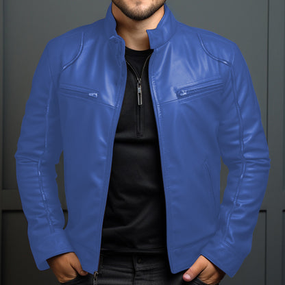 Iván - Chaqueta de piel con cremallera para hombre