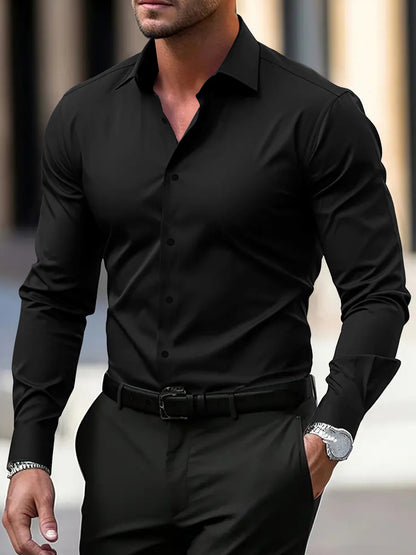 Ralph - Camisa de vestir entallada burdeos para hombre