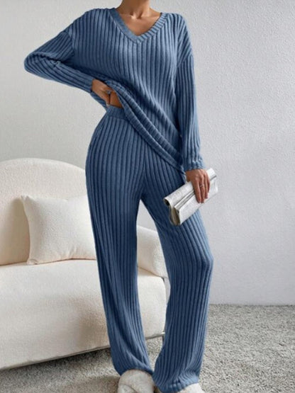 Valeria – Conjunto de punto acanalado para mujer