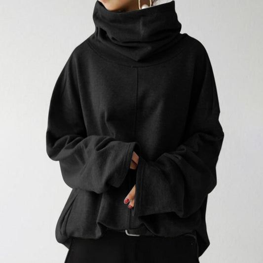 Isla – Sudadera negra de cuello alto para mujer