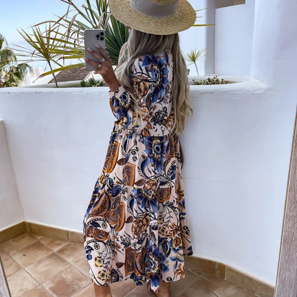 Paloma - Vestido camisero con tiras florales