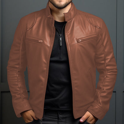 Iván - Chaqueta de piel con cremallera para hombre