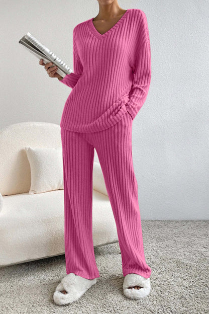 Valeria – Conjunto de punto acanalado para mujer