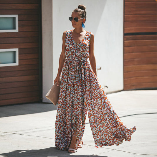Heleria - Maxivestido floral sin mangas