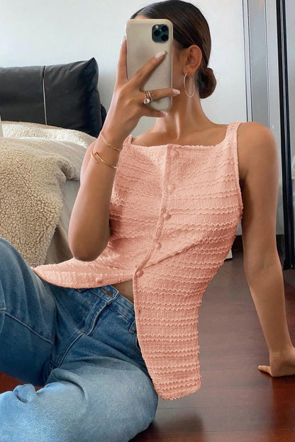 Eurika - Blusa de botones sin mangas con textura