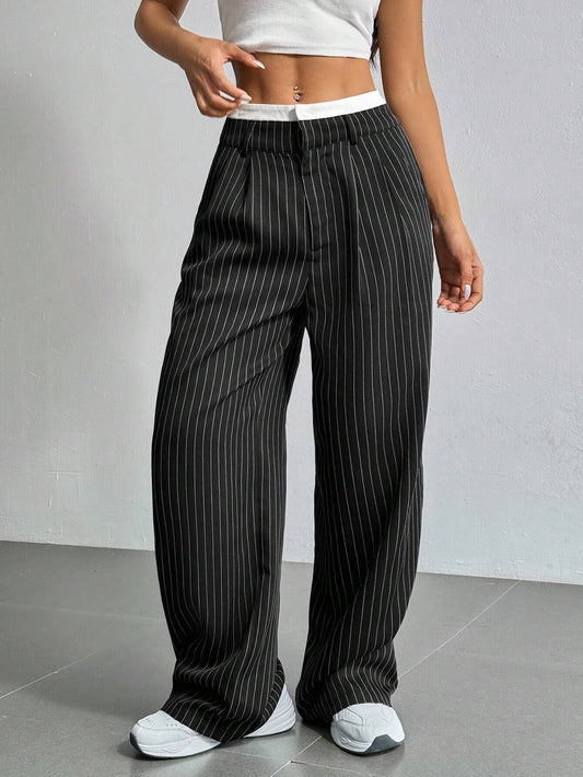 Luisa - Pantalón ancho de rayas
