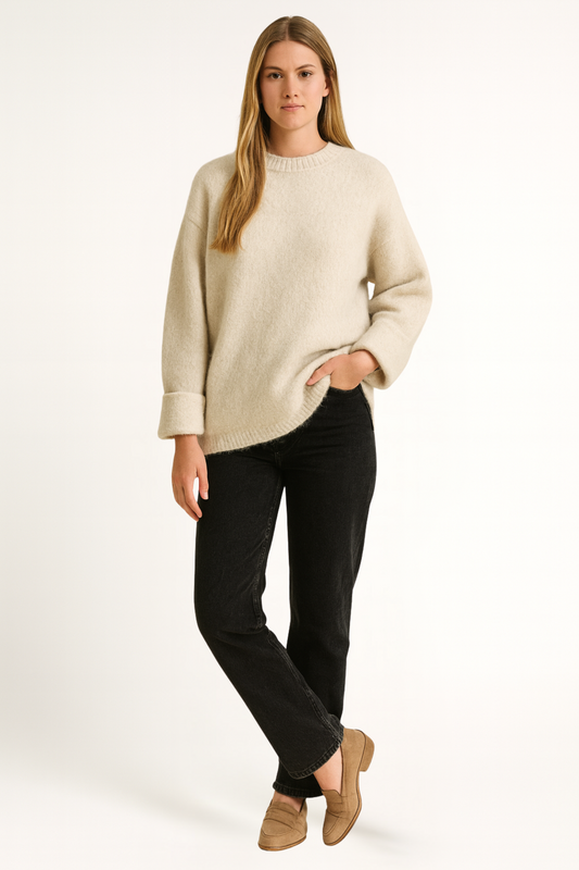 Marina - Jersey mujer oversize de punto básico casual