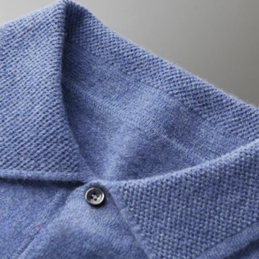 Damián - Suéter polo hombre manga larga con botones
