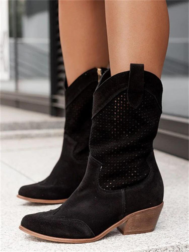 Alba - Botas cowboy blancas caladas