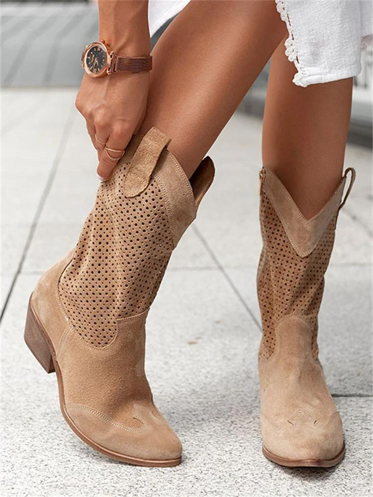 Alba - Botas cowboy blancas caladas