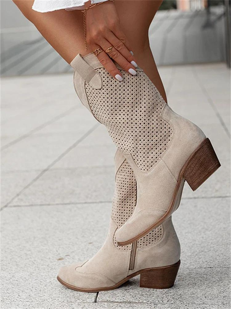 Alba - Botas cowboy blancas caladas