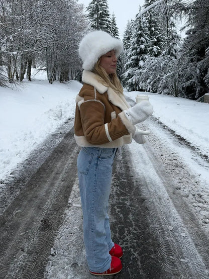 Mhyllovyn | Chaqueta elegante de ante con pelo suave para el invierno para mujer